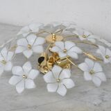 Delicious Murano Ceiling Light White Flowers, 1970