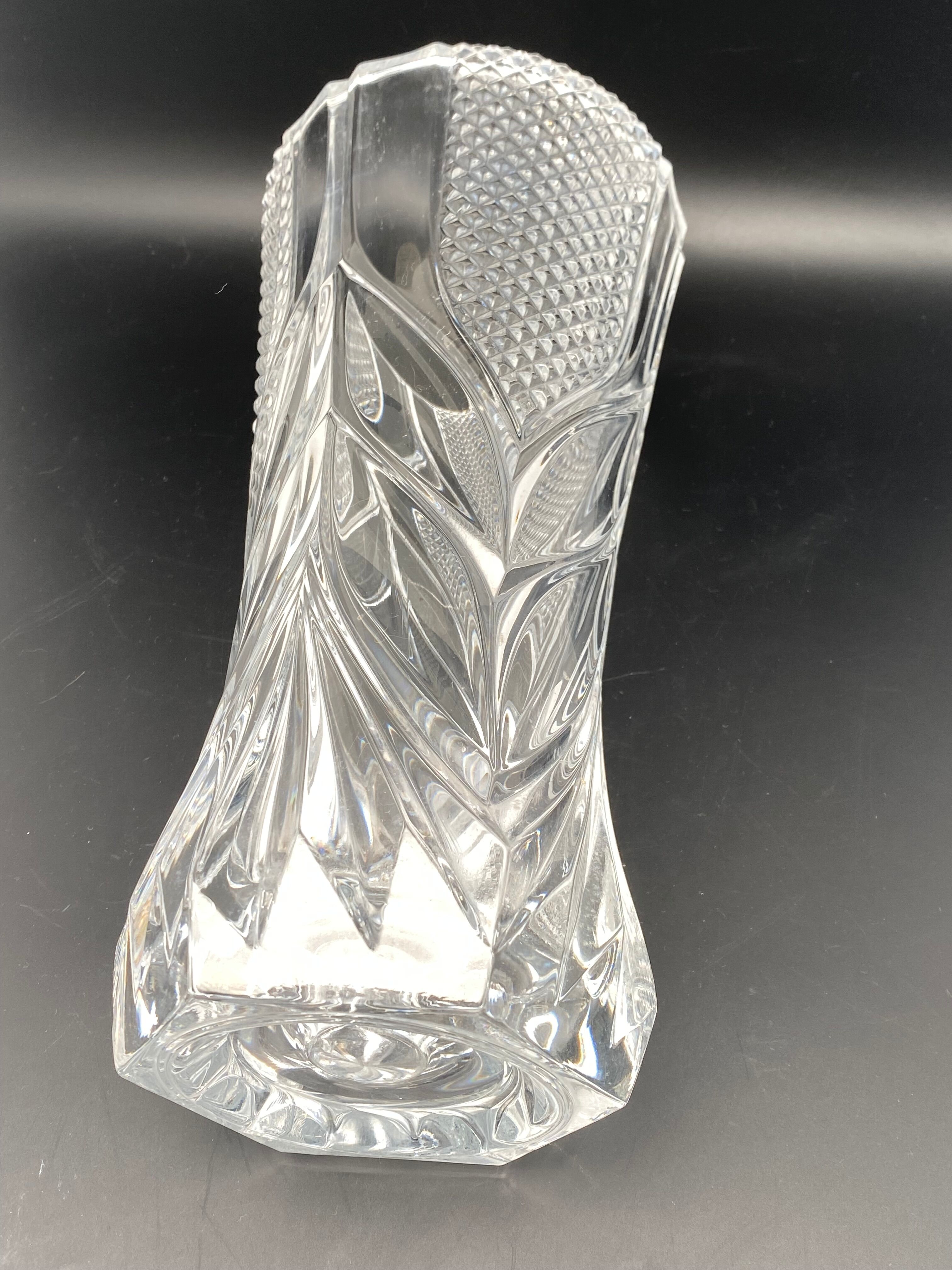 Large worked transparent glass vase
