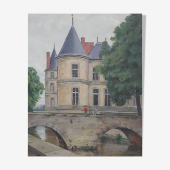Armand Guidat (1907-1974) - Château d'Haroué près Nancy Huile sur panneau