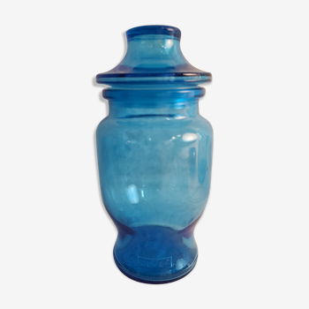 Pot en verre bleu marque Lever