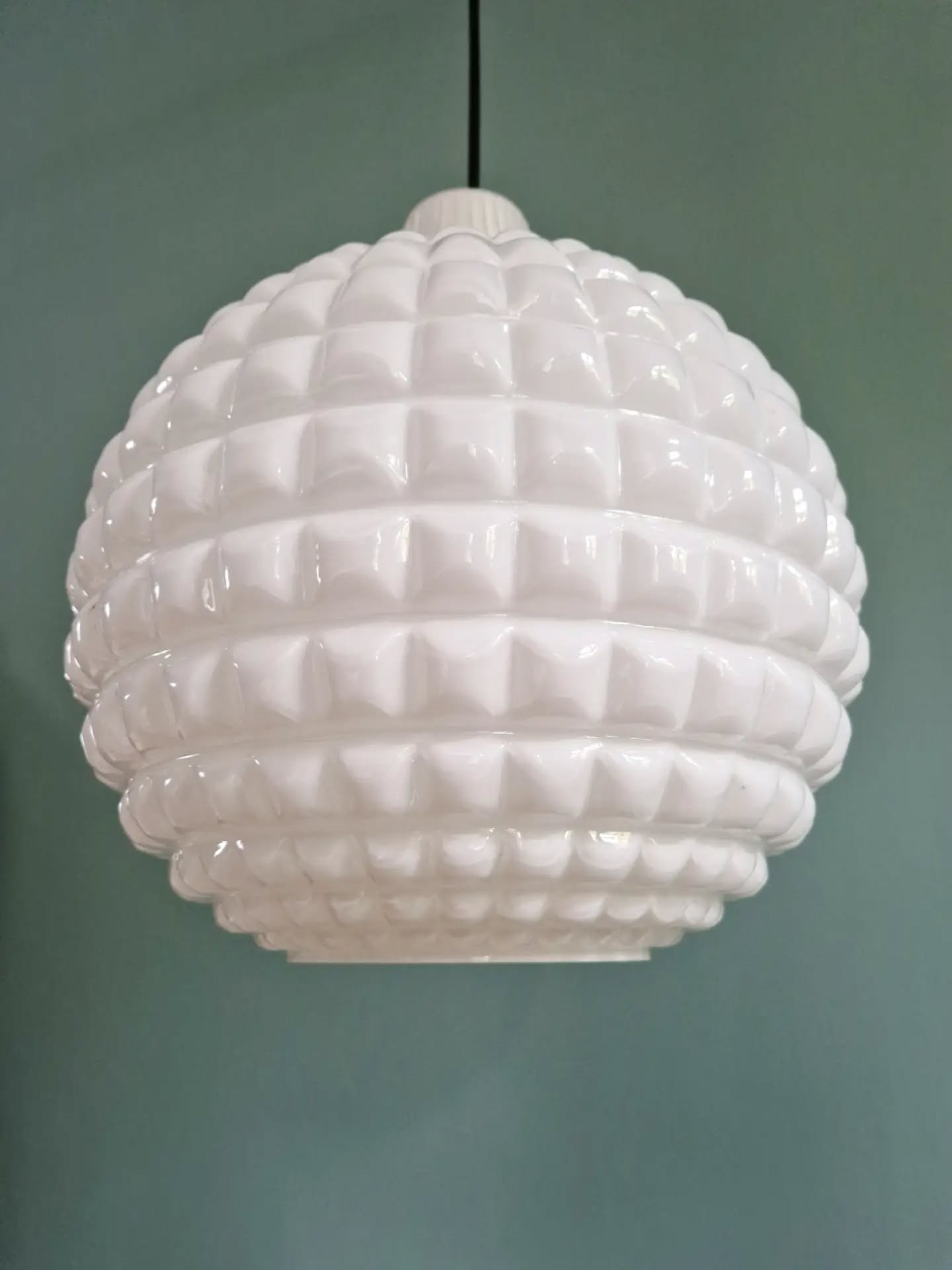 White opaline spherical pendant, Space Age, 1960-70