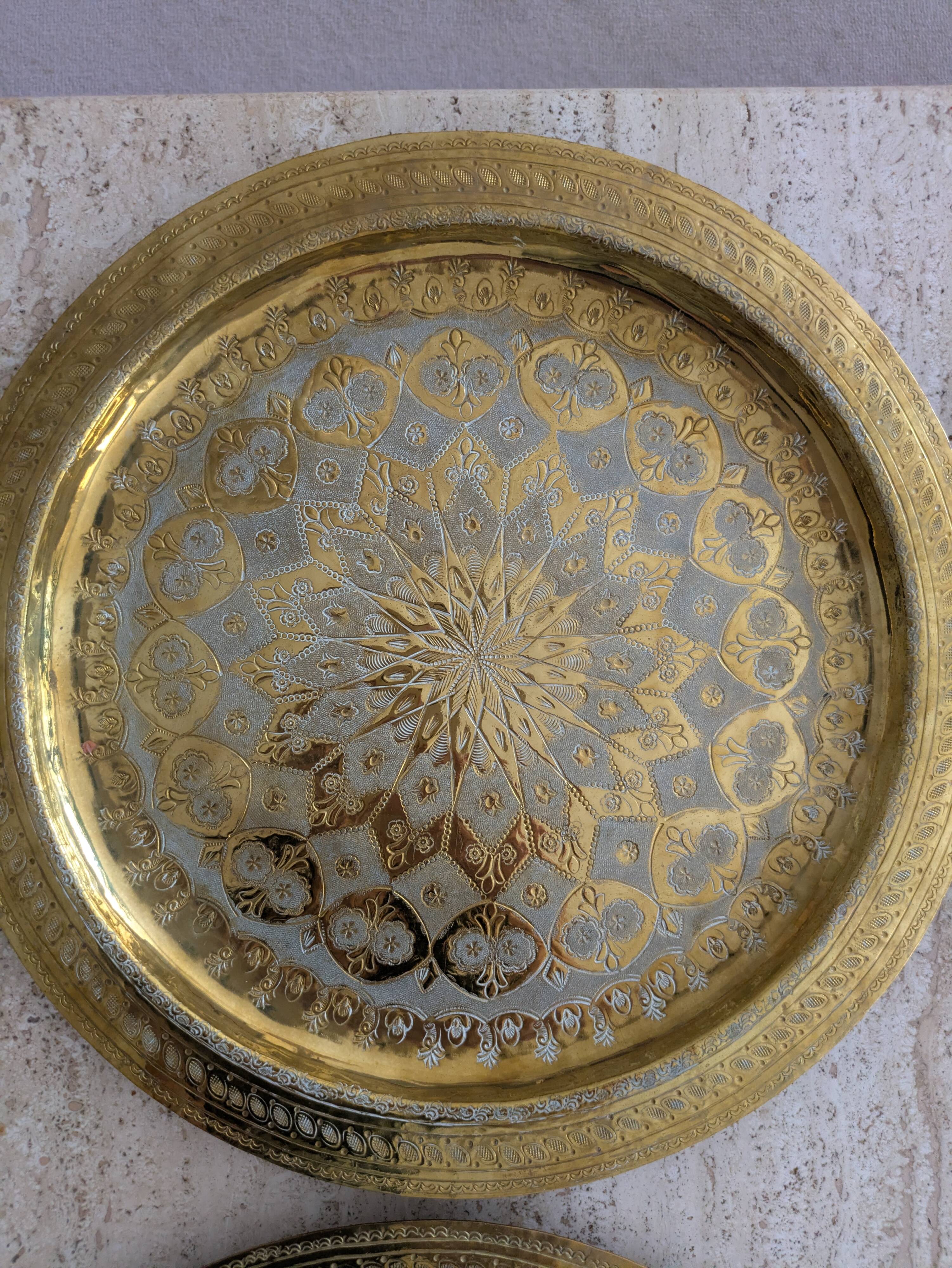 Set of 7 Vintage Brass Wall Plates