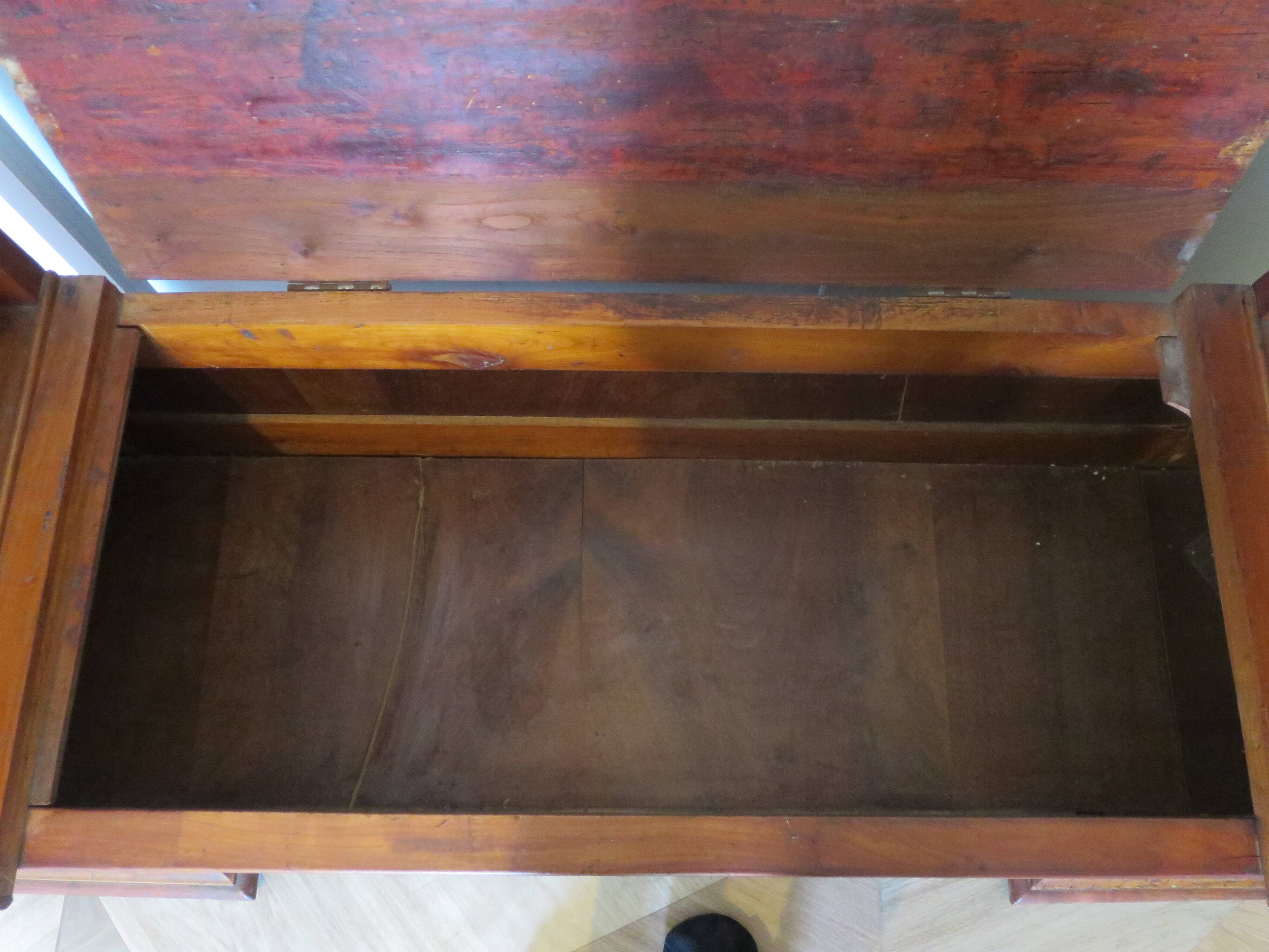 Antique trunk bench - Louis Philippe style - trunk seat - solid wood