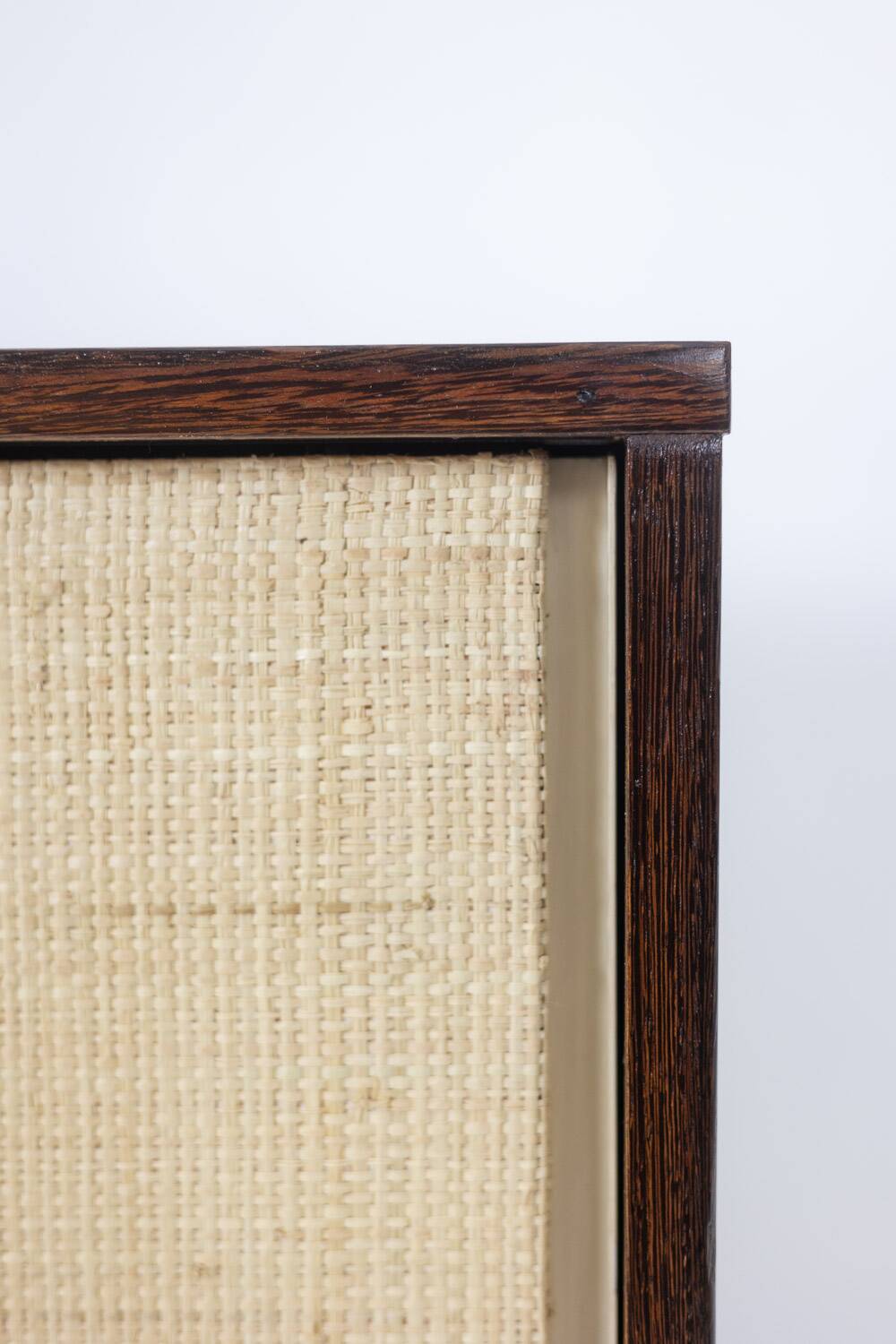 Wenge and raffia sideboard. 1970s.