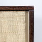Wenge and raffia sideboard. 1970s.
