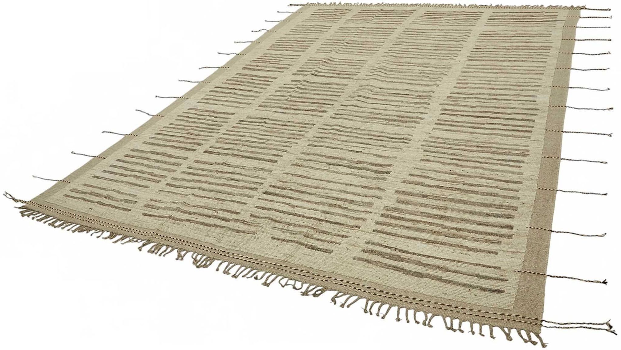 Tapis turc rustique tissé à la main en laine beige 276 cm x 358 cm