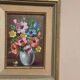 Oil on Canvas Laid on Panel “ Vase” by Sascher, Vintage & Framed 22×27cm