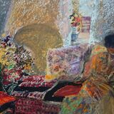 Yvonne CHEFFER DELOUIS: Reading in the Salon, Original signed lithograph
