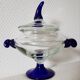 Plat de bonbonnière Cristal de Paris avec des détails bleu cobalt