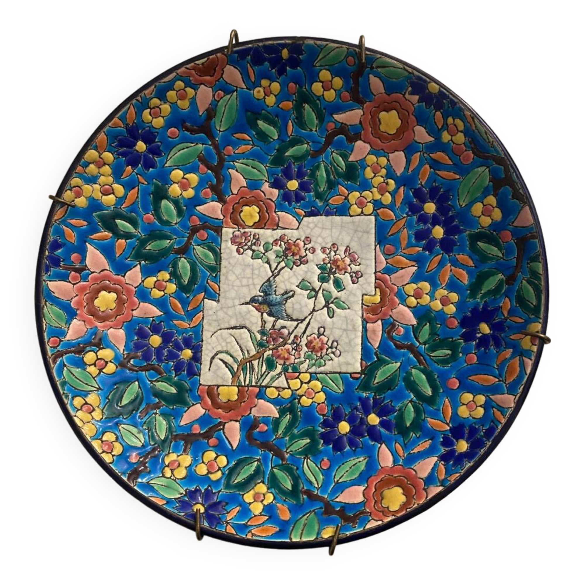 Longwy enamel compote bowl