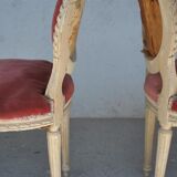 Pair of Louis XVI style cream lacquered chairs around 1900