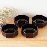 4 octagonal black Arcoroc cups