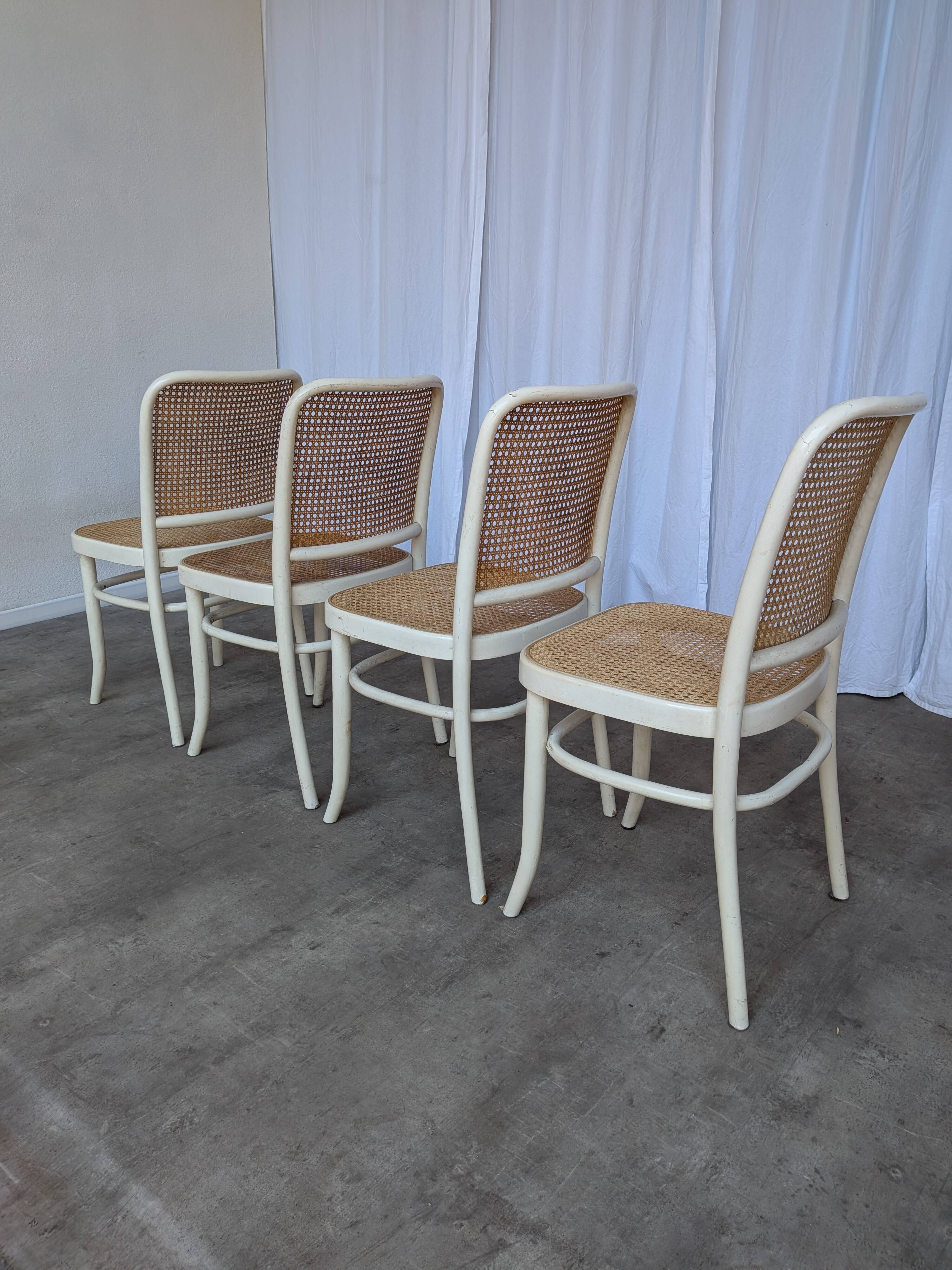 Set of 4 Thonet Style 811 Cane Chair: Josef Hoffman Mid-Century Modern Furn
