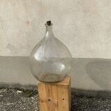 Dame Jeanne in transparent blown glass with bubbles and cut neck xl