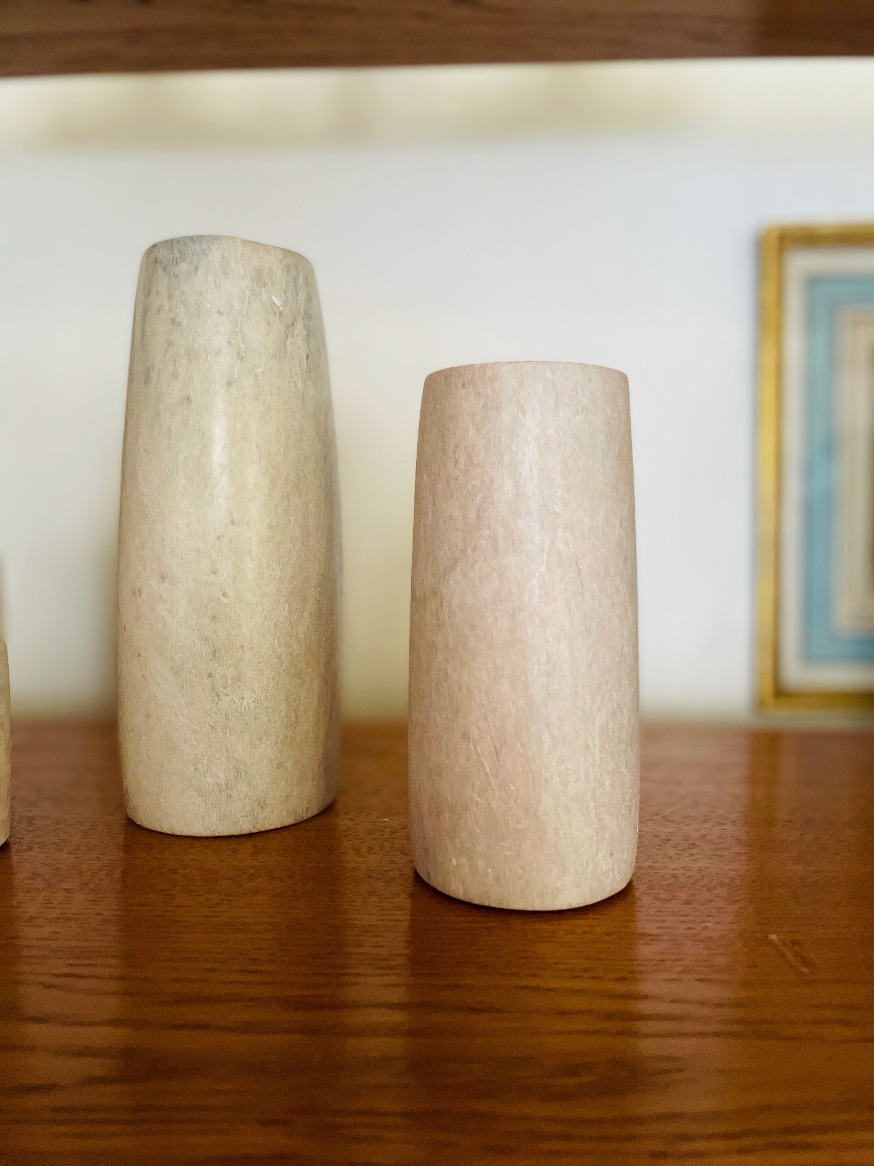 Trio of soliflores in rough cut stone