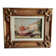 Marine Painting in Oil on Masonite, First Half of the 20th Century, Signed, Gilded Wooden Frame