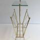Neoclassical style magazine rack in brass with glass shelf by Maison Jansen