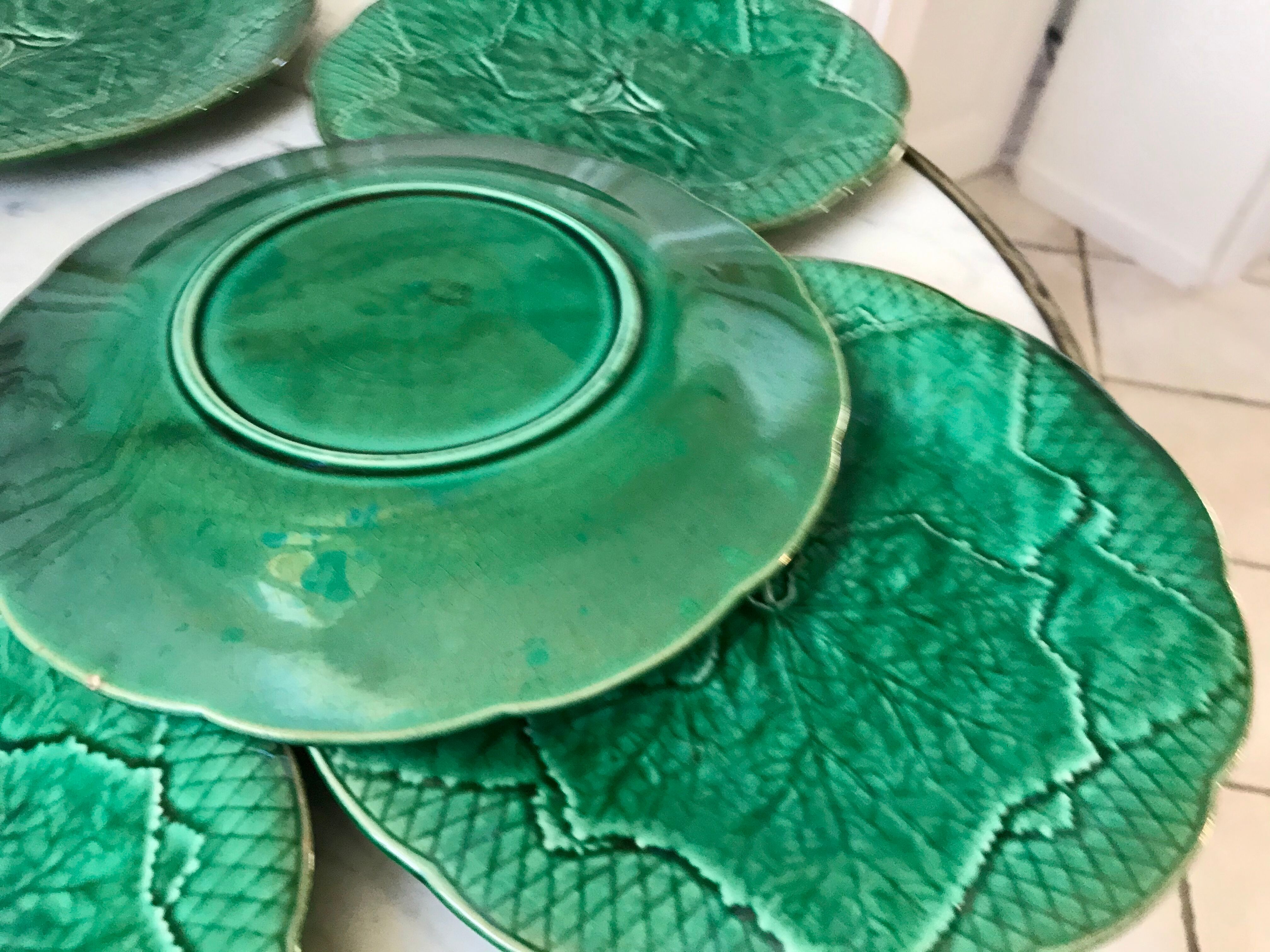 Set of 5 gien dessert plates in slurry leaf model 50s