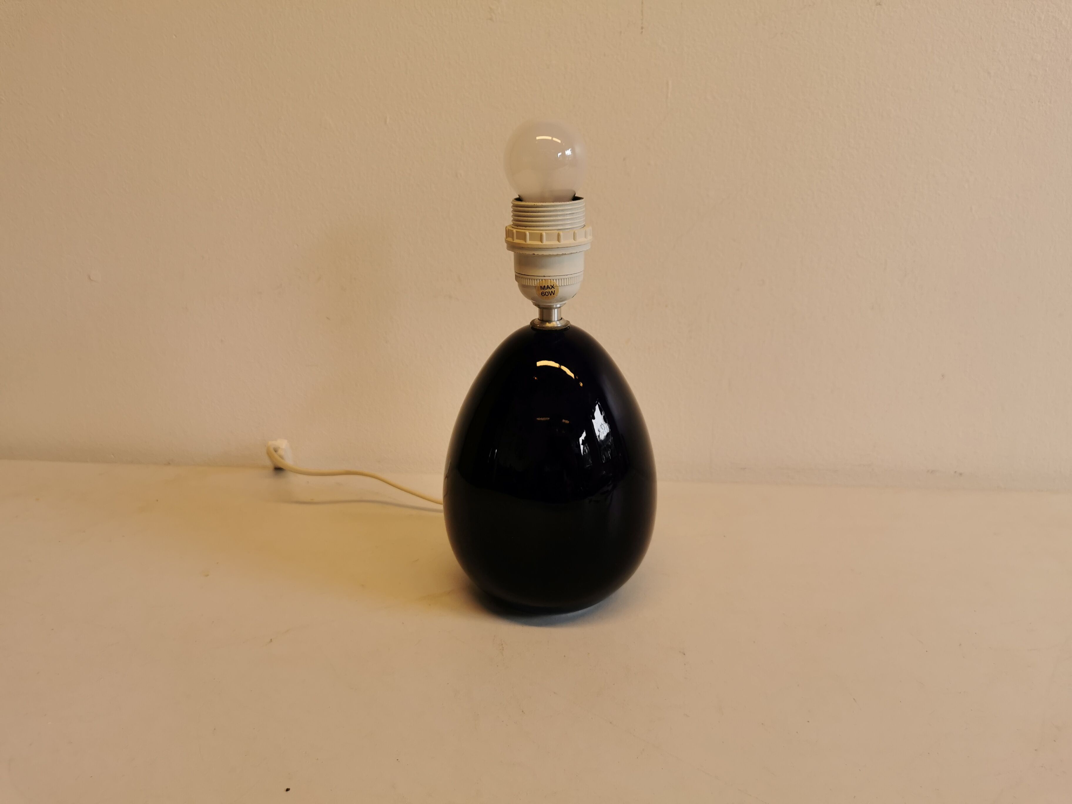 Small Table lamp in dark blue ceramic, made by Søholm ceramics Denmark.