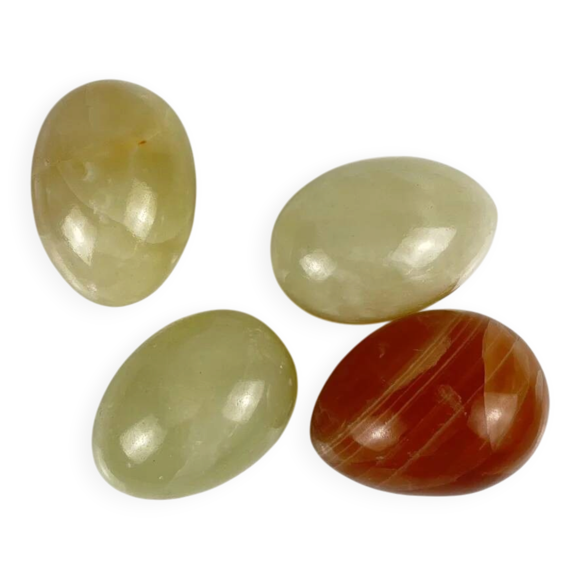 Set of vintage decorative eggs in translucent veined onyx, 1970s