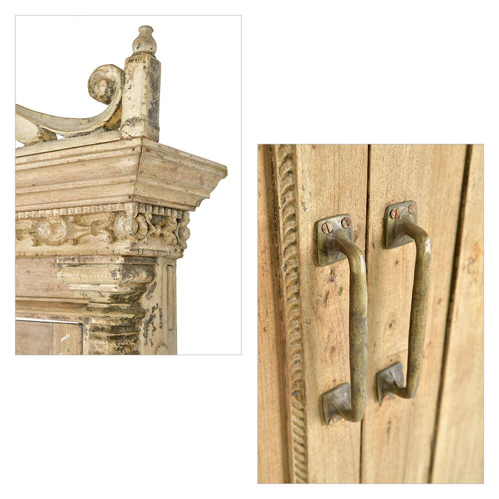 Antique Indian double-leaf door in carved solid wood