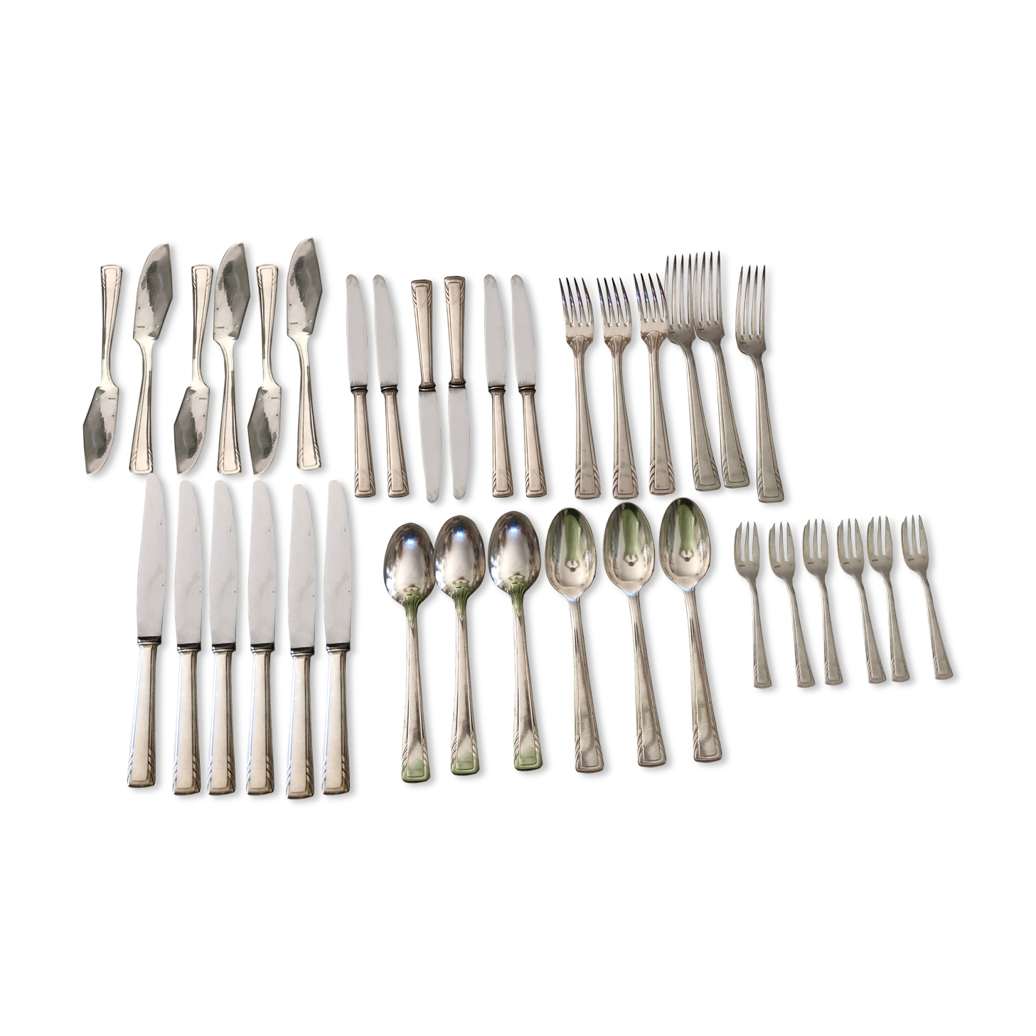 Silver metal art deco cutlery set J.Perrin