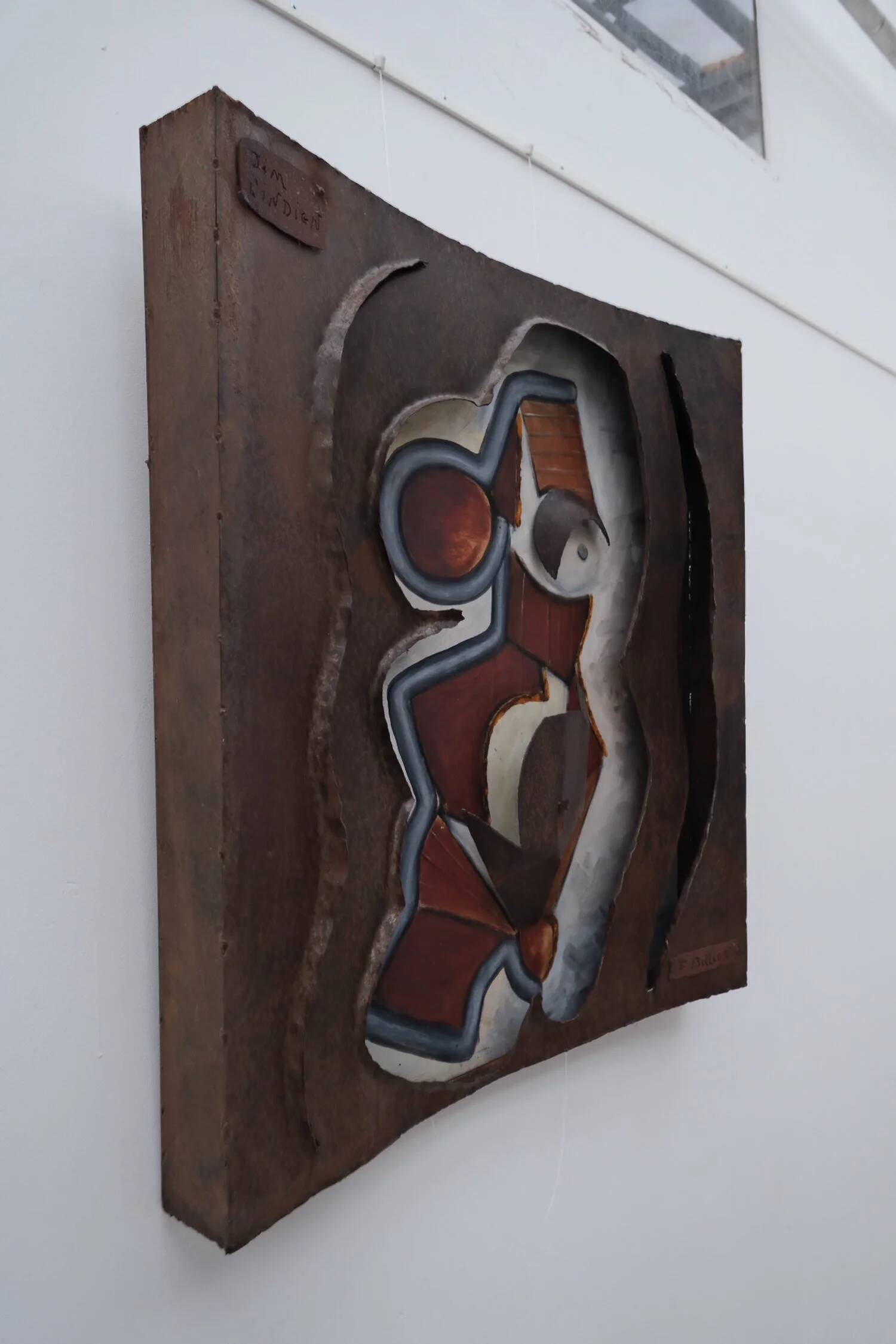 Painting and wall sculpture "Indian Jim" by F. Billion