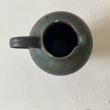 Brownish blue ceramic vase signed AH, France 1950.