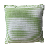Green and white striped cushion