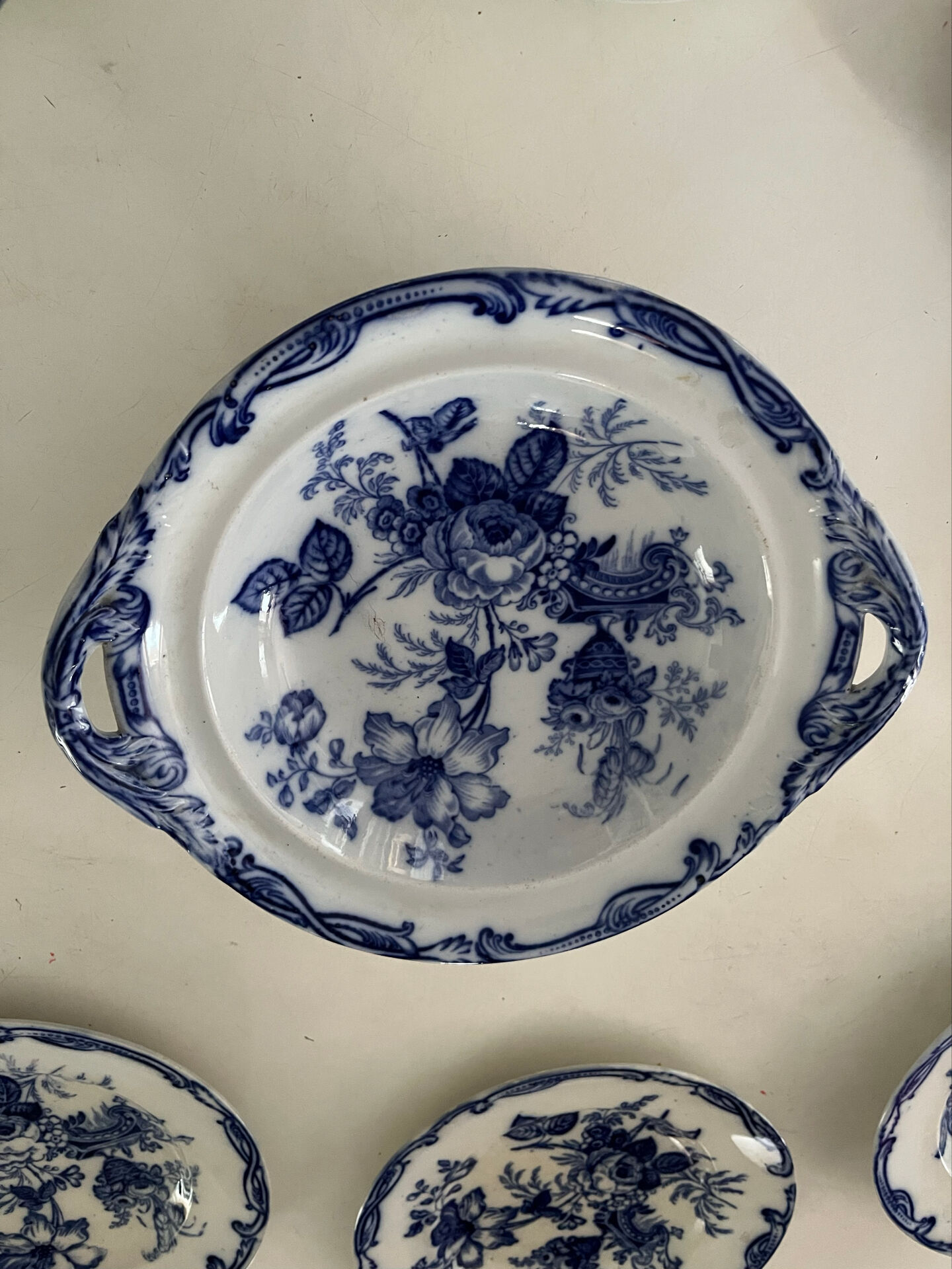Set of plates and a handled dish Brownfield England
