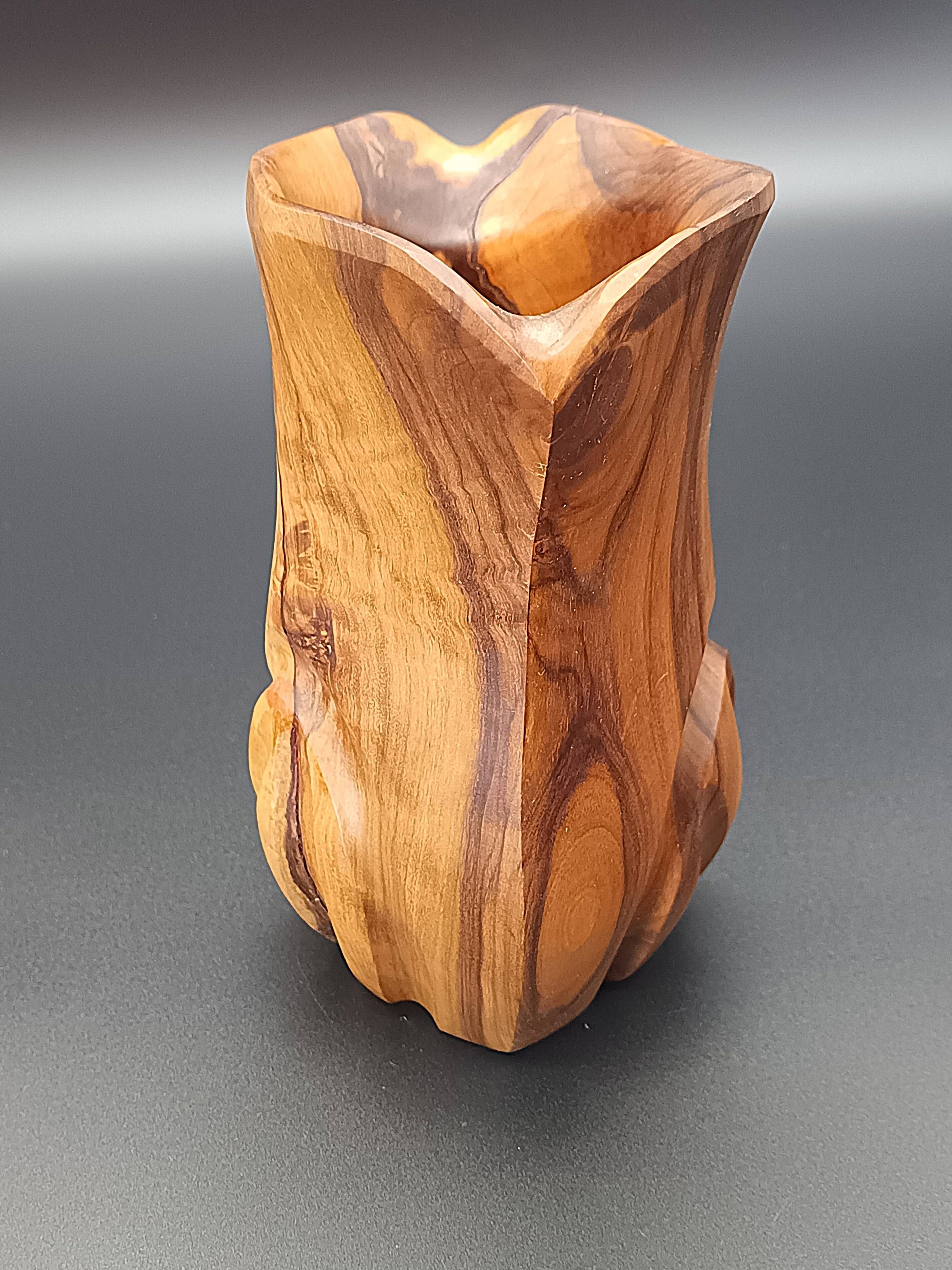 Artisanal Vintage Pitcher Carved Solid Olive Wood Hnos Olivo Spain (17
