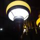 Large 3-light chandelier in glass, opaline and brass