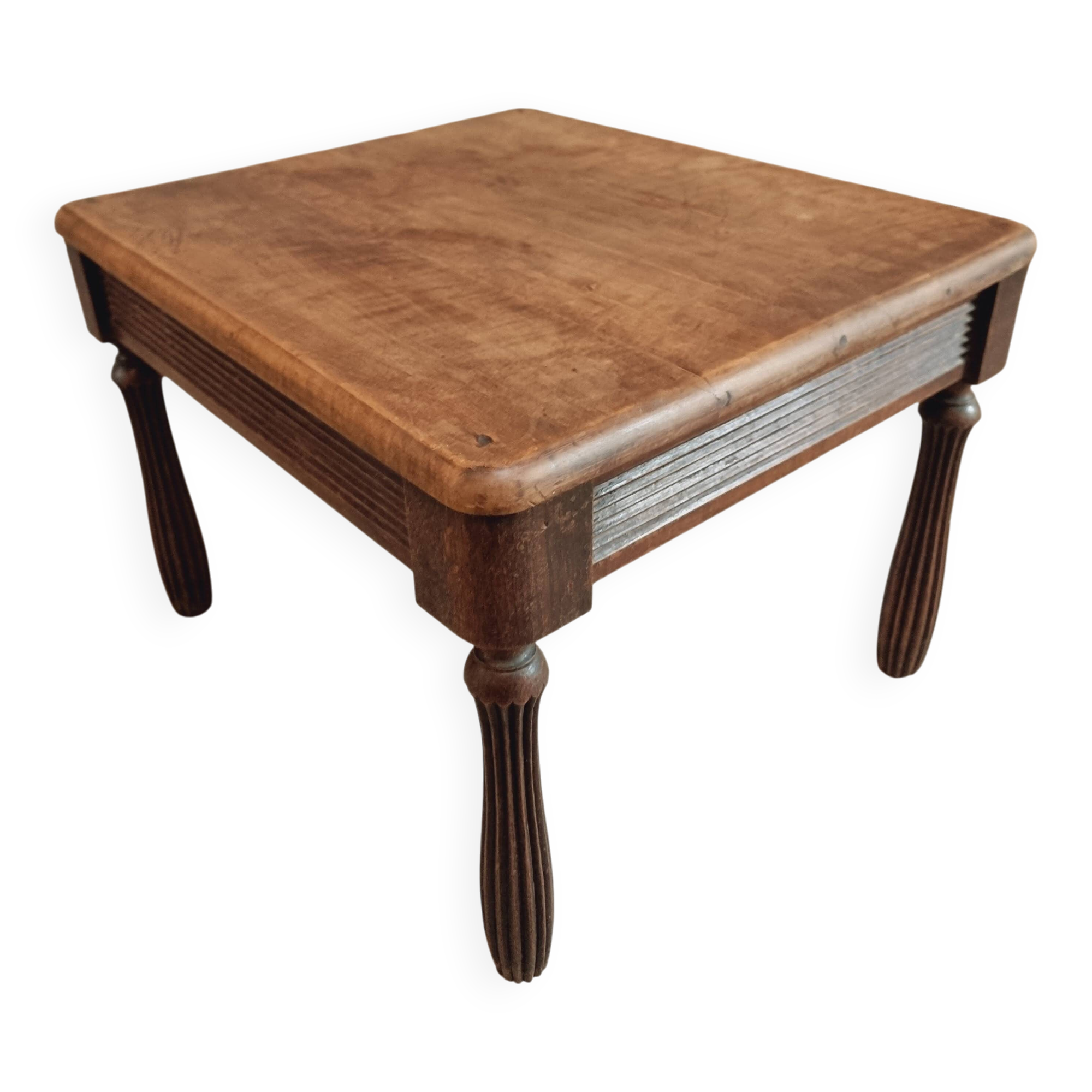 Table basse ancienne en noyer et chêne – France, vers 1900