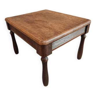 Table basse ancienne en noyer et chêne – France, vers 1900