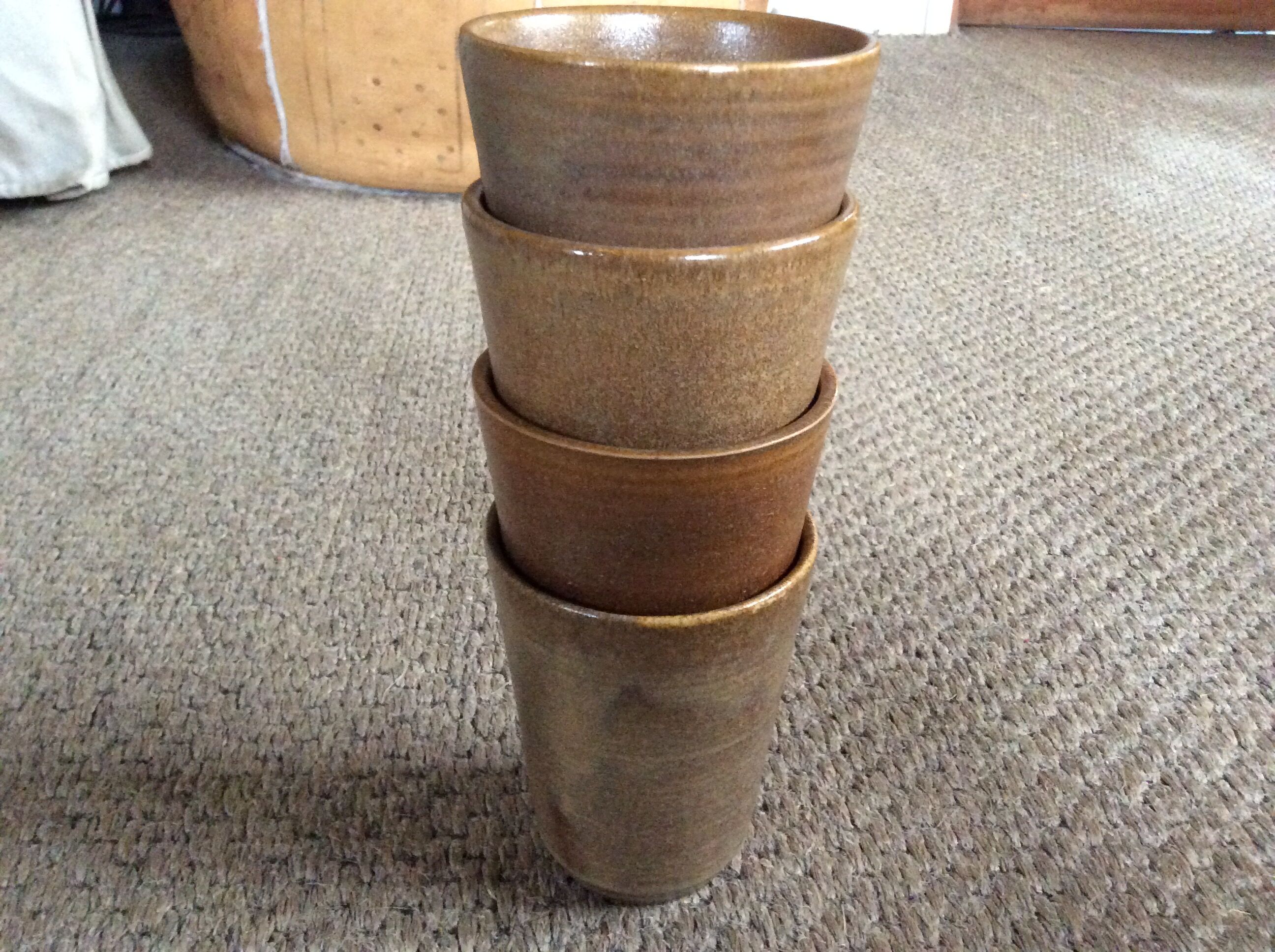 Series of 4 Digoin sandstone cups