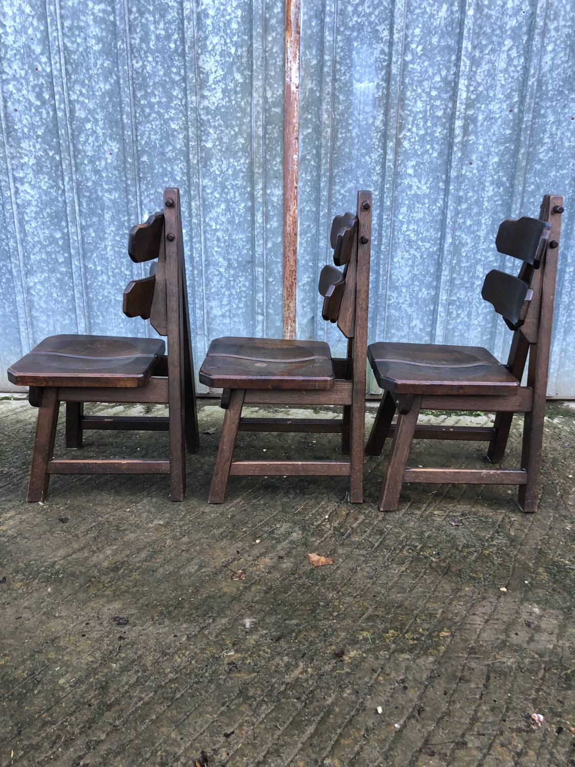 6 brutalist chairs in solid oak