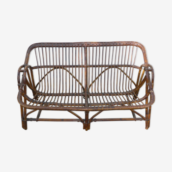 Vintage rattan bench