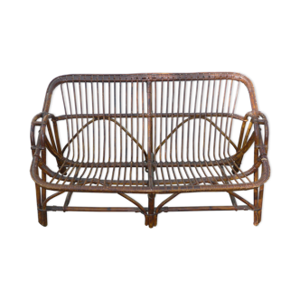 Vintage rattan bench