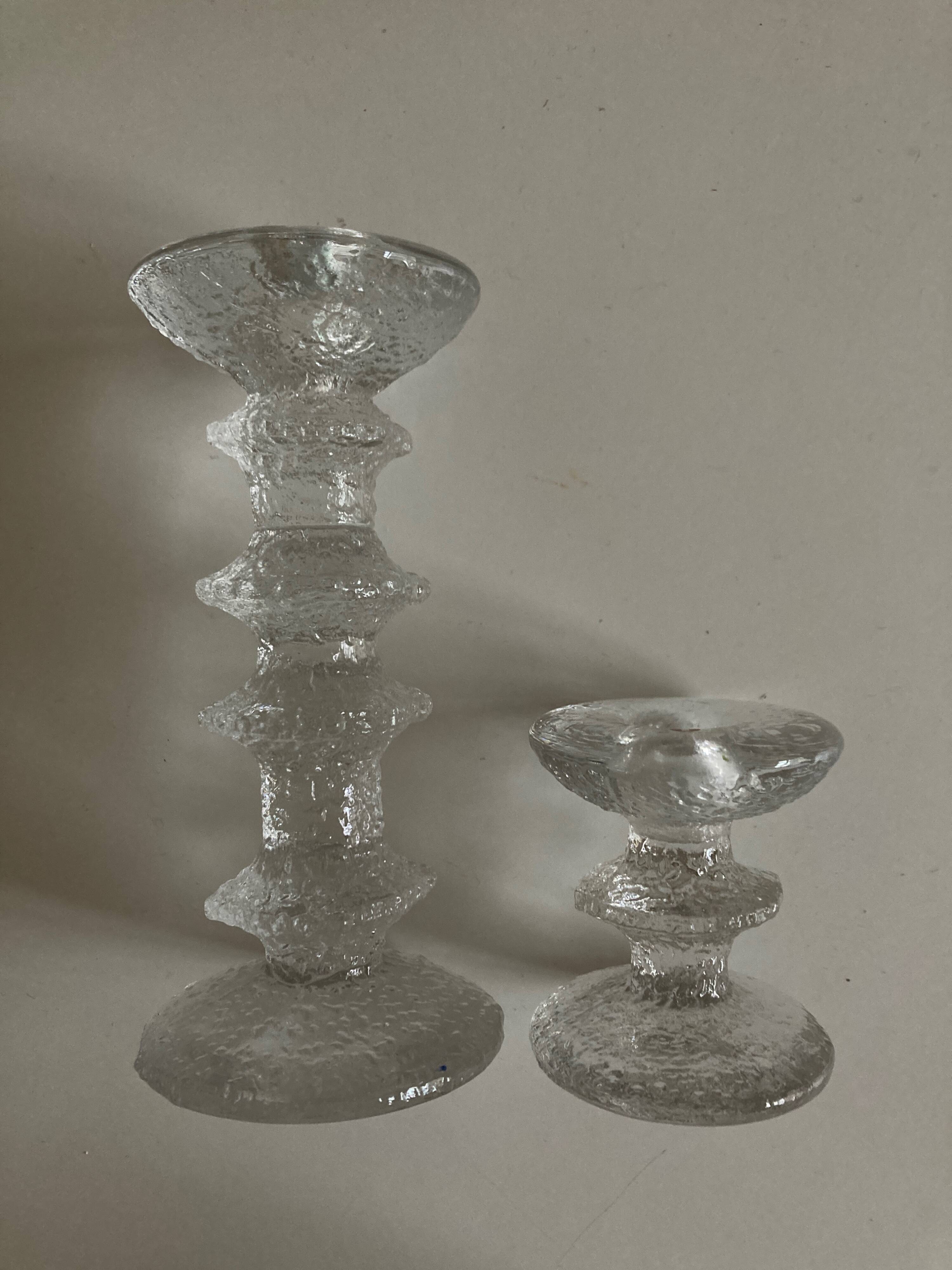 Pair of Festivo Timo Sarpaneva candlesticks 1972 for IIttala Finland