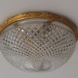 Bronze Cut Glass Ceiling Light: Mid-Century French Louis XVI Ceiling Lamp