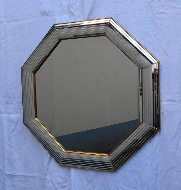 Miroir octogonal Belge ''Miroir Deknudt'' des années 80