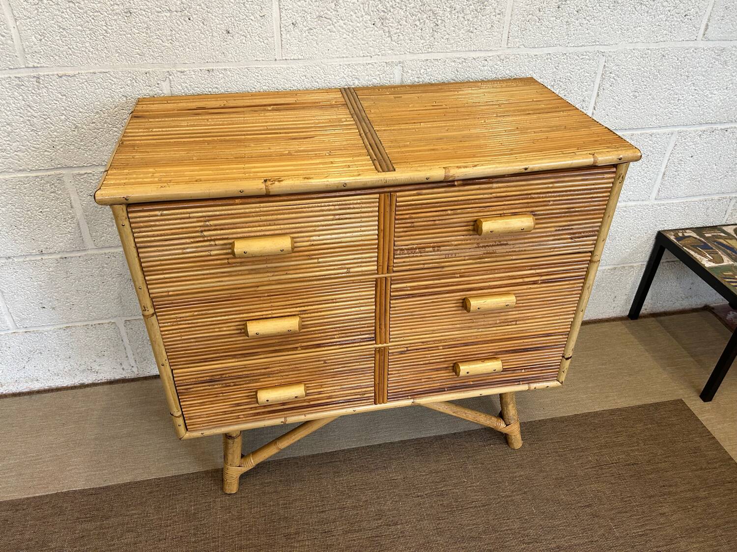Bamboo and rattan chest of drawers 1960