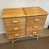 Commode bambou et rotin 1960