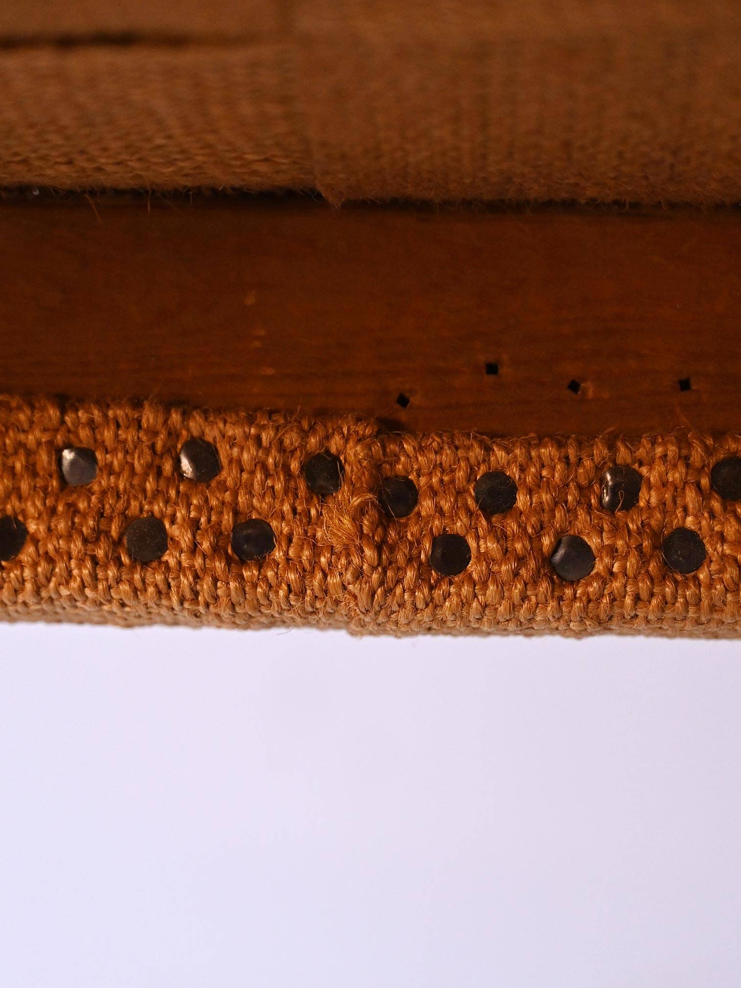 Pair of Scandinavian vinatge pine stools with woven seats