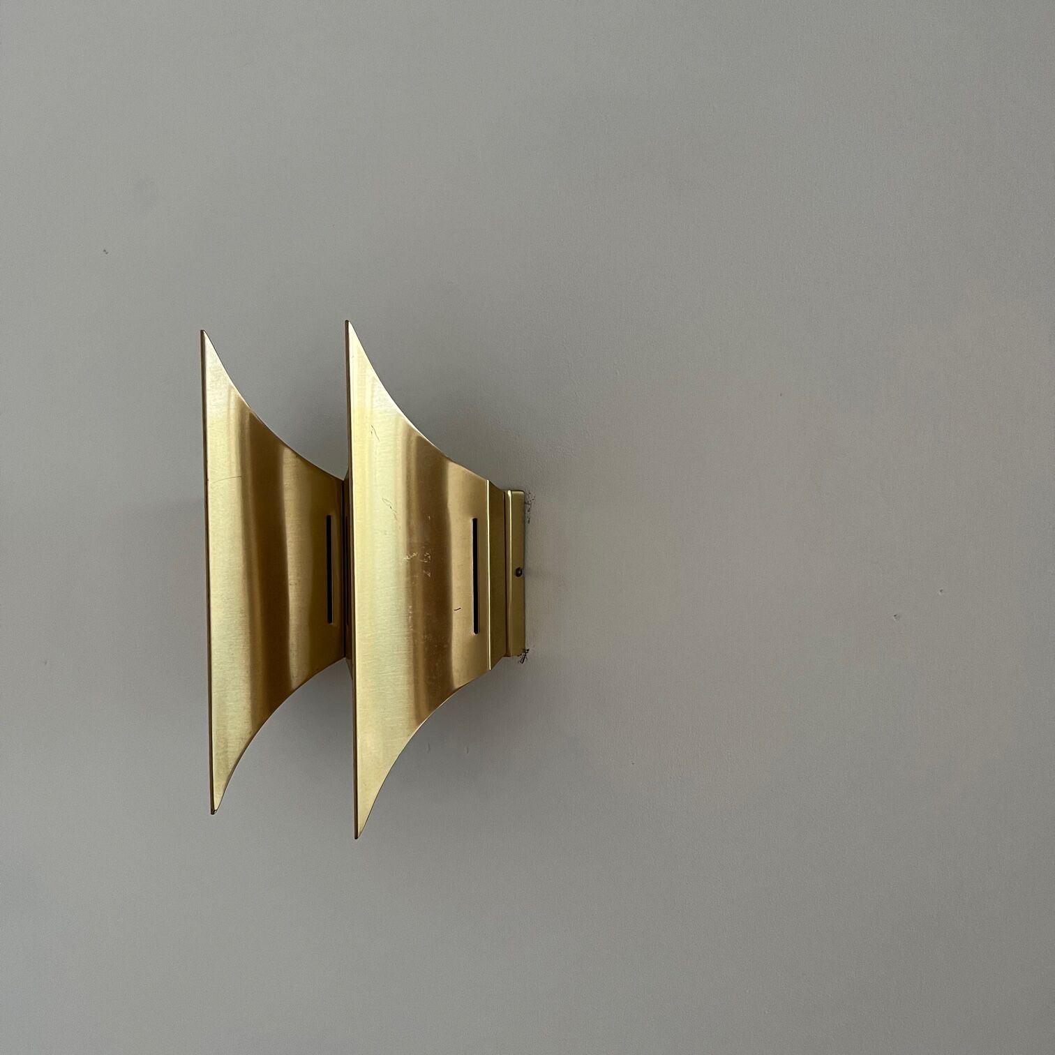 Mid-century brass gothic wall lights by Bent Karlby (3 pieces available)