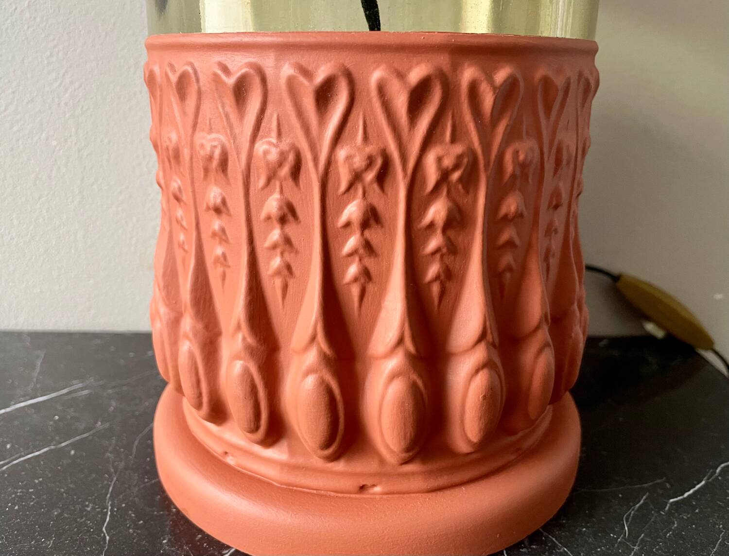 Vintage glass and metal lamp base