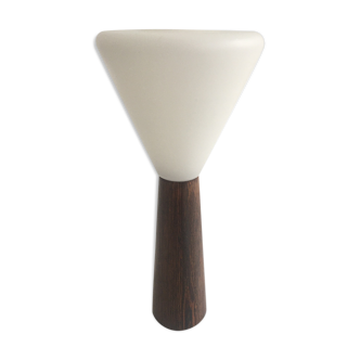 Table lamp in massive massaranduba and opaline