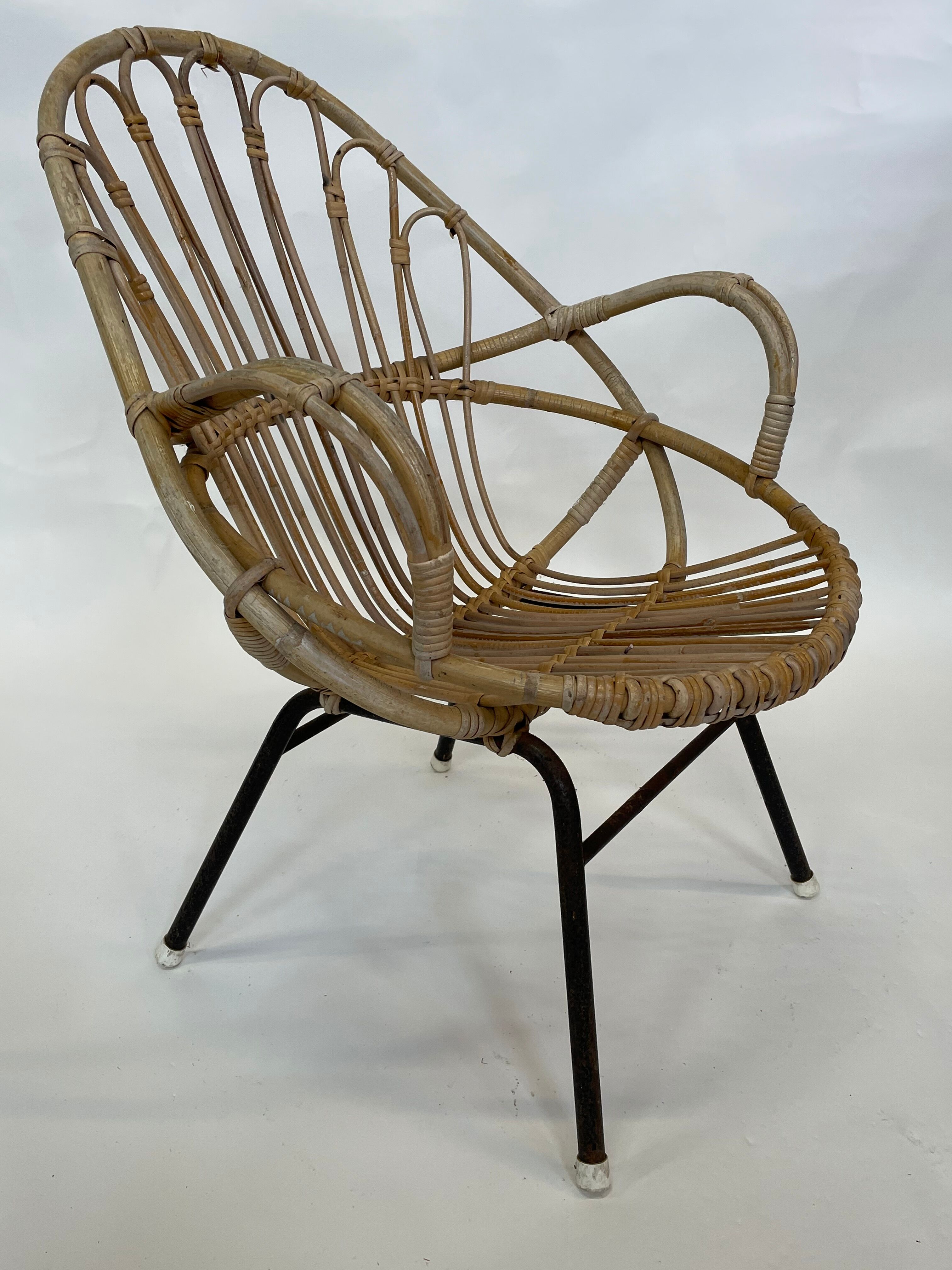 Chaise vintage en rotin par Dirk van Sliedregt Rohe Noordwolde 1960 aux Pays-Bas