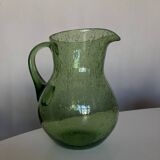1960s Biot green bubble glass pitcher 1.5L