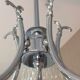 Five-spoke chandelier in chrome-plated metal and structured/vintage glass 60s-70s